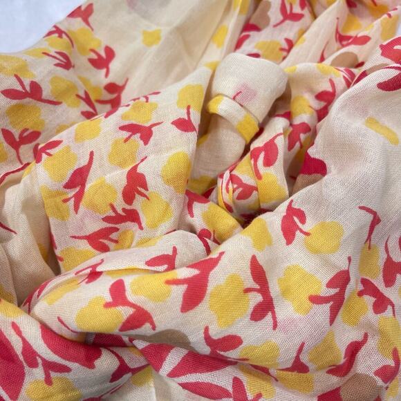 Gap Yellow Red Floral Fringe Scarf One Size - Picture 3 of 6